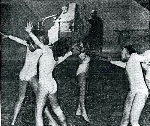Immodest bare legged women dancing for John Paul II